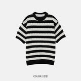 LMN Cobbs Twisted Stripe Short Sleeve Knitwear (3 colors)
