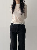 Ocean Tencel See-through Round Neck T-shirt
