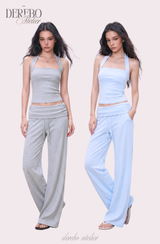 Object Sleeveless Flare Pants Sweat Suit Set (SET)