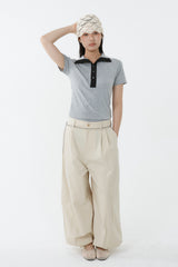 SOFT TENCEL HIGH-NECK TOP_MELANGE GRAY