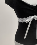 Hacken Ribbon Lace Top (black)