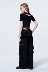 Cross cut top Black