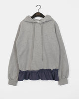 Tiffa Checkered Frill Layered Hooded T-shirt