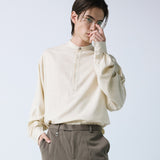 linen concho roll up shirt cream
