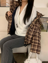 Witty Bulky Check 2-Way Zipper Hood Puffer