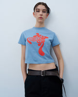 ツイストロゴクロップTシャツ　ブルー