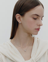 26SS★ Essence Silver Tria Pave Earrings