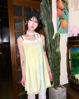 (3color) Wrinkle Lace Slip Dress