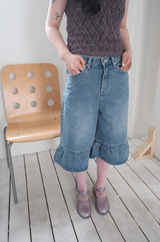 frill bermuda denim