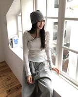 [U-BASIC] Obie Basic Slim U-Neck Long Sleeve