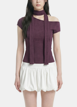 Rina Scarf Neck Ribbed Top