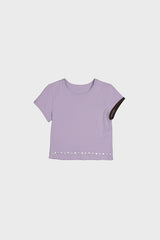 アシンメトリースリーブビーチTシャツ PURPLE/BROWN