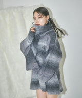 UNISEX マフラー付グラデニット