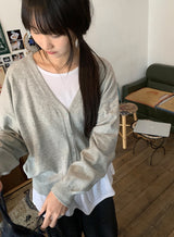 ネルドカラーマッチングオーバーVネックカーディガン