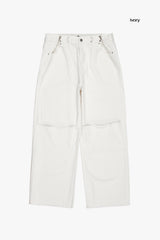 Retro waist hook cut-out denim pants