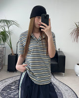 Roan Striped Henley Neck Short Sleeve Tee