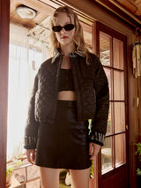 Stripe Patched Quilting Jacket (Black)