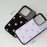 [MADE] [+MagSafe] ドットパッチスマホケース ブラウン (グラスブラックバンパー)