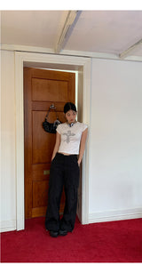 Lace nylon pocket strap cargo pants