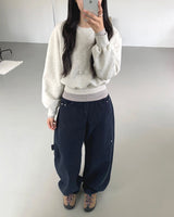 バーントオーバーフィットバルーンクロップスウェットシャツ 4C