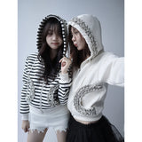 【MADE】winter frill hood zip-up, cream ivory