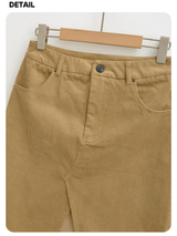brown corduroy midi skirt