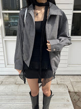 Lena Overfit Check Pattern Long Sleeve Blue Jacket (2 colors)