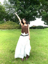 Rustic Pure Frill Slit Maxi Long Skirt (2 colors)