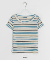 Hayo Stripe U-neck Short Sleeve Tee