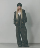 シームド リベット ウォッシュド ジップアップ フーディー [Warm Grey]