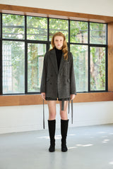 CLASSY HERRINGBONE WOOL JACKET / CHARCOAL