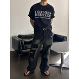 [Unisex] ダメージワイドデニムパンツ(2color)