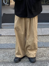 Cotton wide banding balloon pants 3C