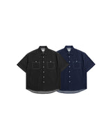 カントフェイクデニムスティッチショートスリーブシャツ