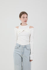 レイヤードツイストTシャツノースリーブセット White