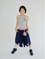 チェックバンディングバミューダパンツ - ネイビー