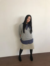 リベットコットンミディスカート (3color)