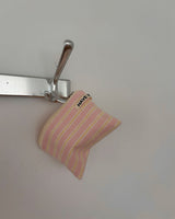 Terry candy stripe flat pouch - pink , S size
