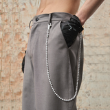 RELABEL 24SS ‘Dappled Railway’ Handmade Old Industrial Style Silver And White Lacquered Beaded Trouser Chain