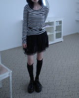 Lace Cancan Mini Skirt (2color)
