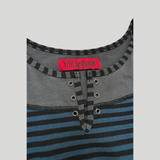 オーバーロックオフショルダーTシャツ : ST. ブルー