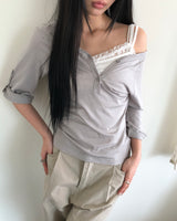 ターニングロールアップ7分袖Tシャツ