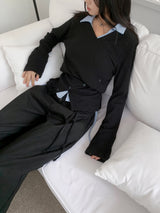 Troye Strap Point Semi-Formal Wide Long Pants (3 Colors)