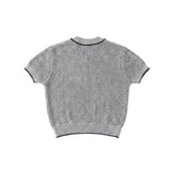 Grey Slit Short Sleeve Knit