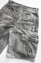BBD Graffiti Logo Dirty Washing Cargo Shorts (Vintage Gray)
