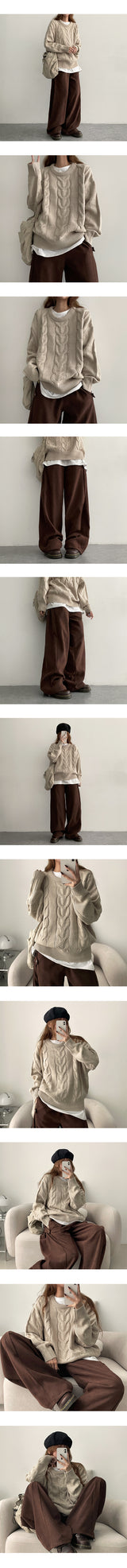 Maen Boxy Round Twisted Knitwear