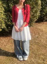 26SS★ [MADE] Lion Dot Round Three Quarter Sleeve T-Shirt Cardigan