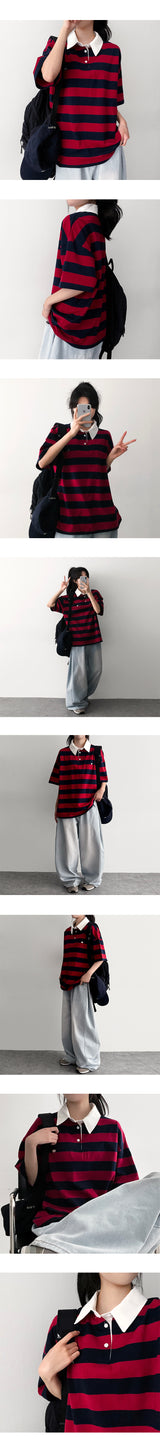 エターナルバッジボタンカラーショートスリーブTシャツ