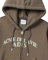 25FW WOMAN アーチシェイプドロゴクロップナッピングフーディージップアップ