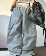 SUNNY SIDE UP☀CARPENTER TWO PINTUCK PARACHUTE BALLOON SWEAT PANTS 🖤🤍🩶3COLOR